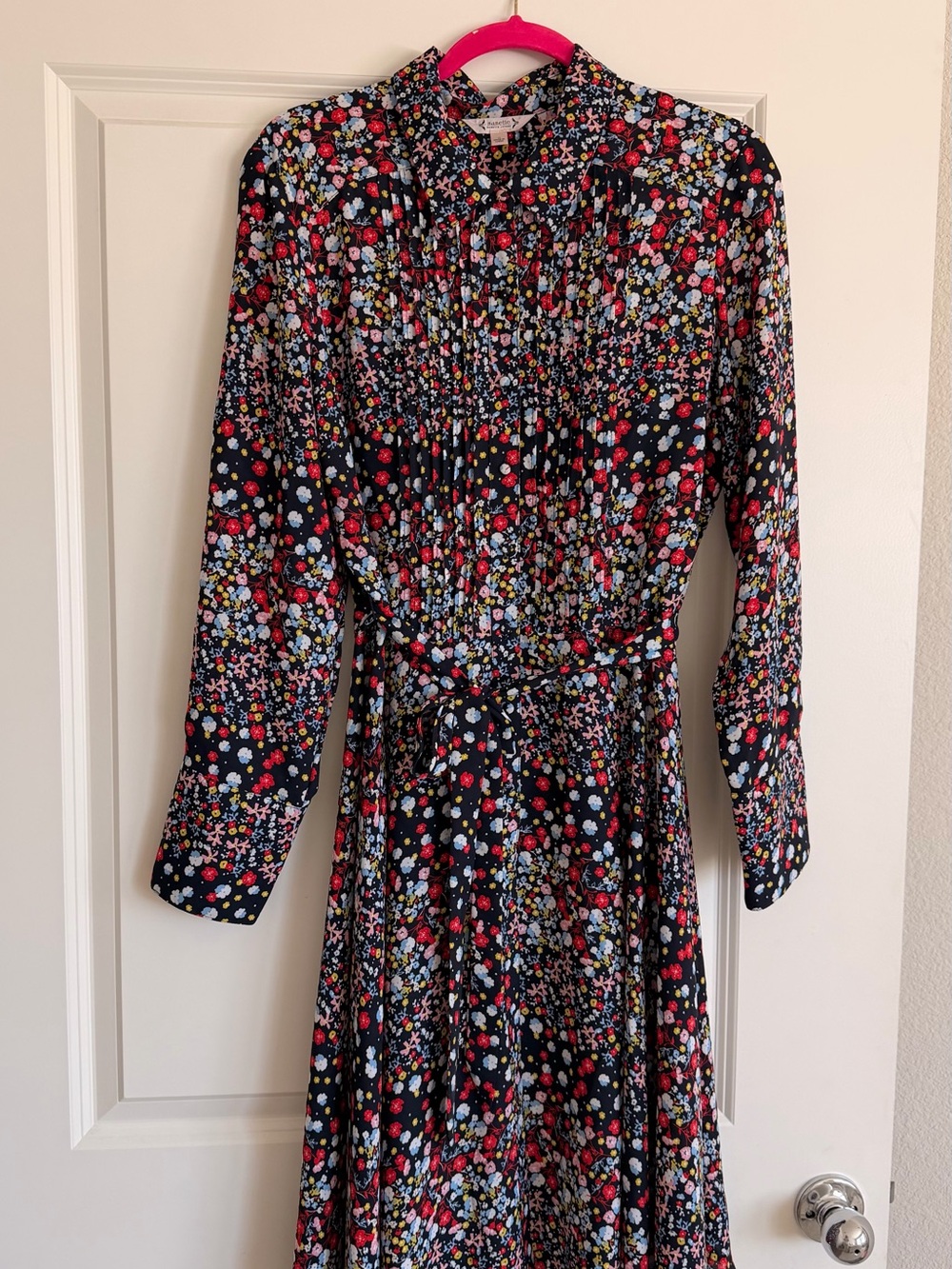 Nanette Lepore Black Floral Long-Sleeve Midi Dress